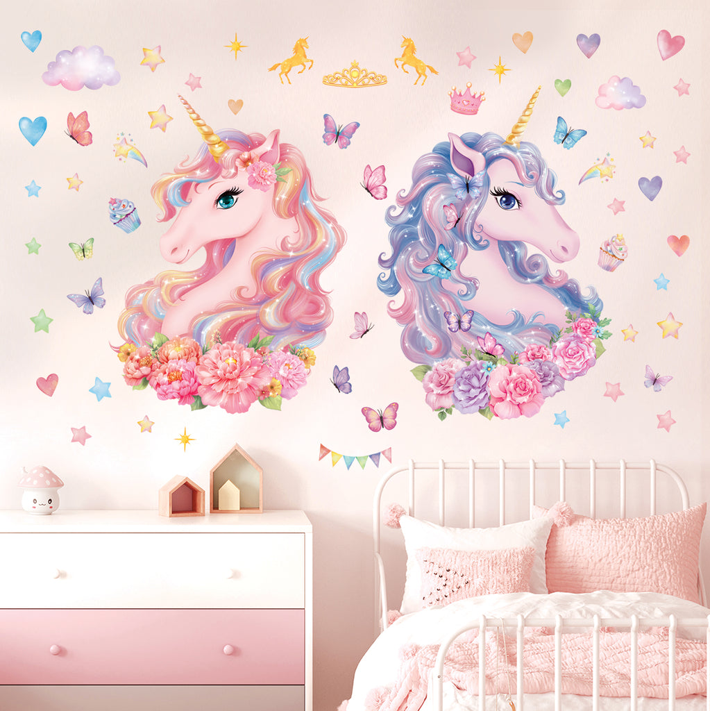 Two Large Size Unicorns Wall Stickers