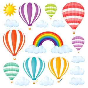 Rainbow and Hot Air Balloons Wall Stickers