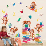 Monkey Reading Books Wall Stickers