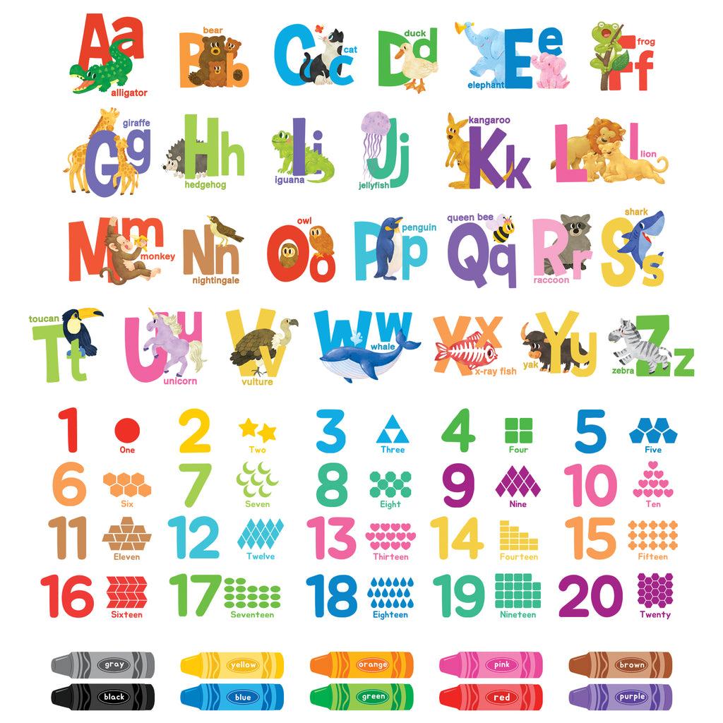 Alphabet Numbers Crayon Wall Stickers