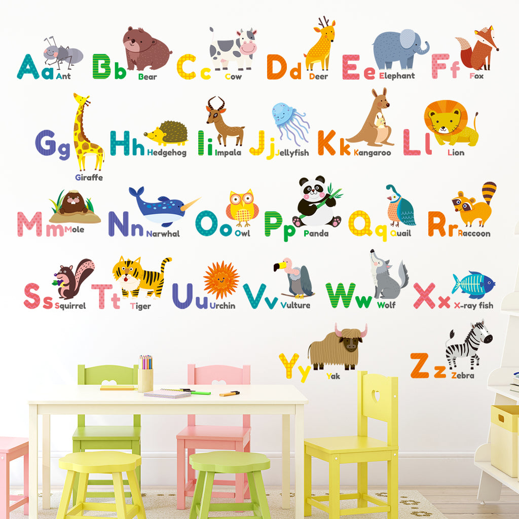 Colourful Animal Alphabet Wall Stickers