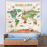 Dinosaur World Map Tapestry