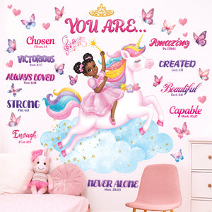 Black Girl Unicorn Bible Verse Wall Stickers