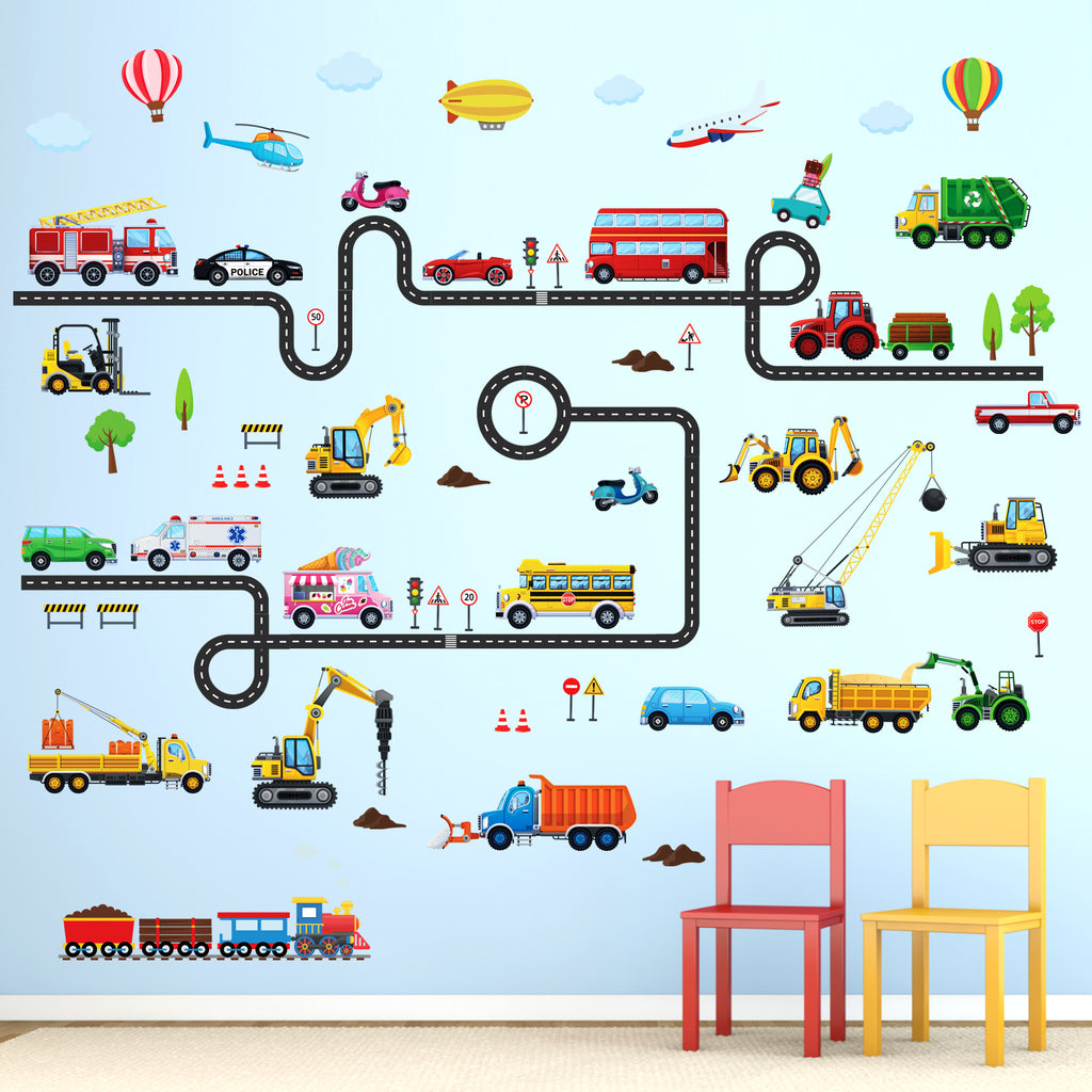 Vehicles and Roads Wall Stickers