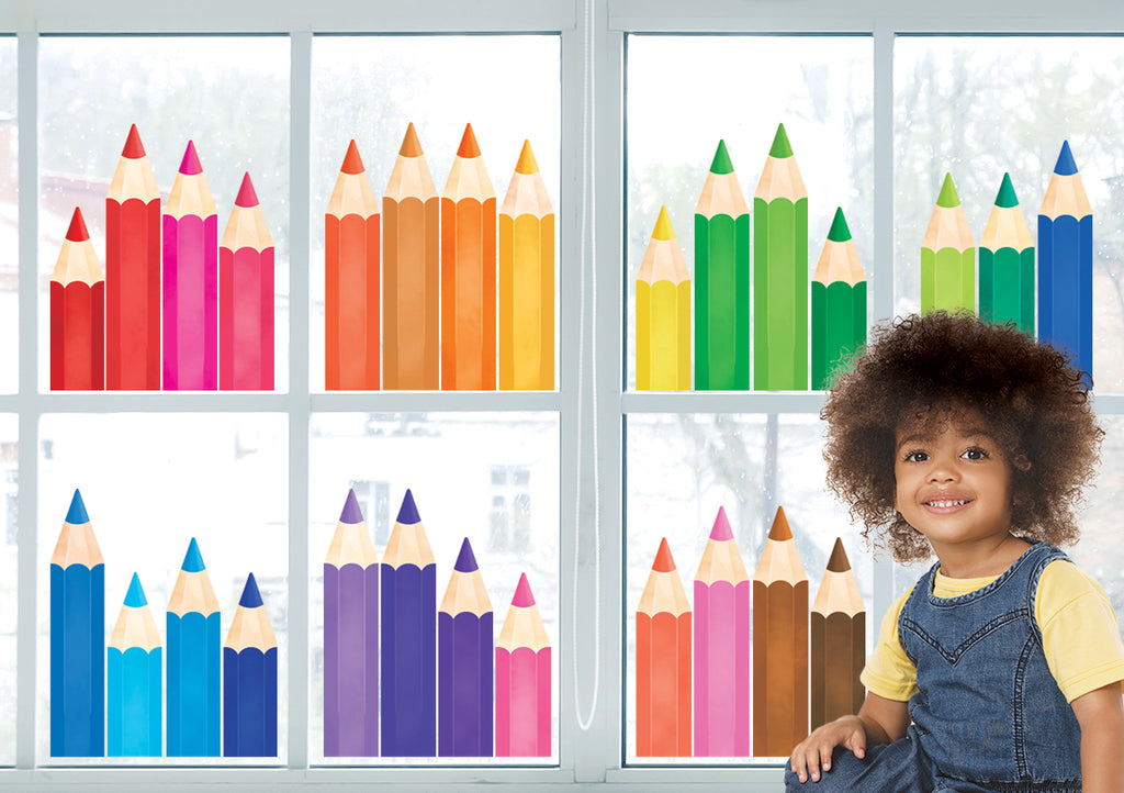 Coloured Pencil Crayons Window Clings Stickers