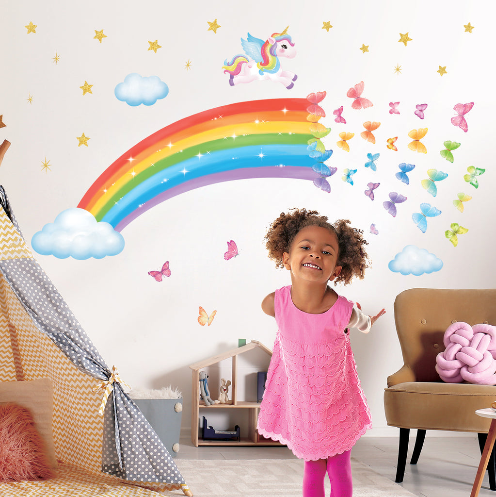 Unicorn Rainbow Butterflies Wall Stickers