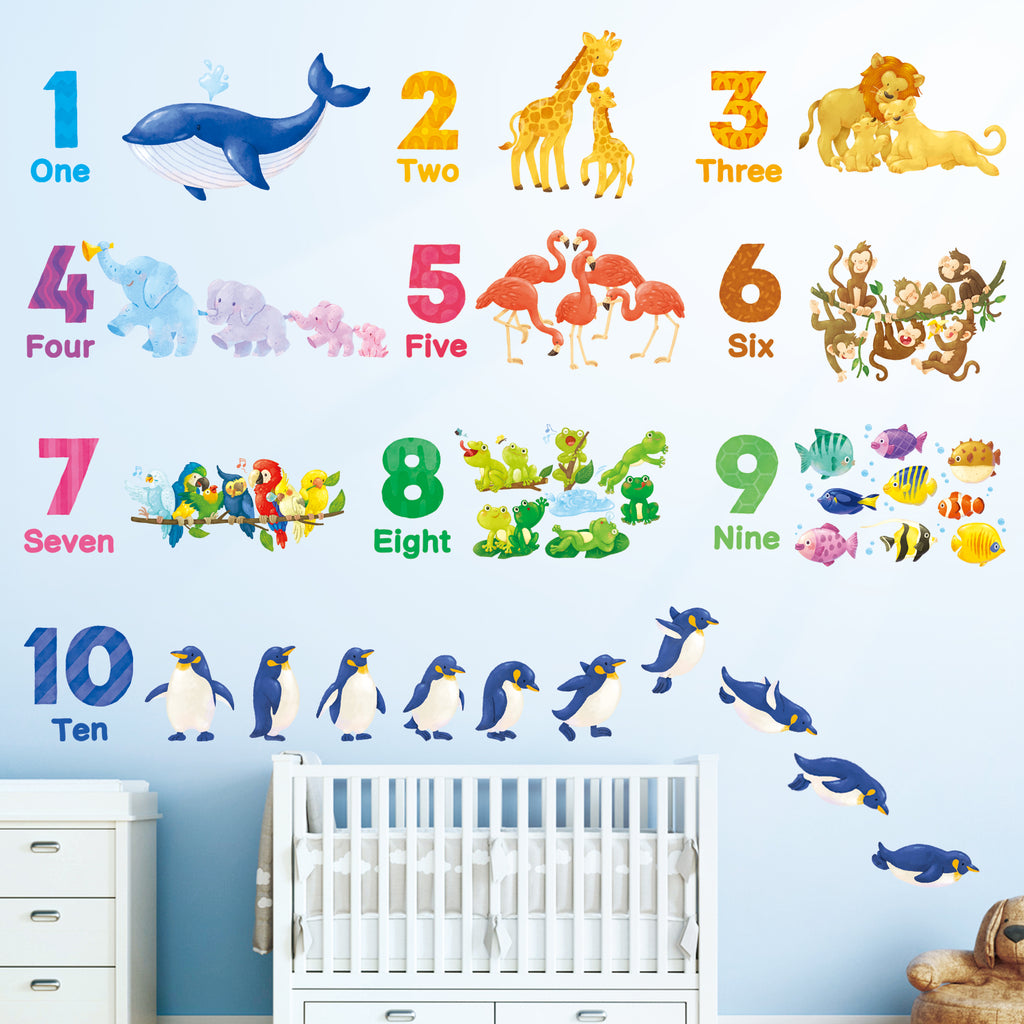Numbers and Animals Wall Stickers