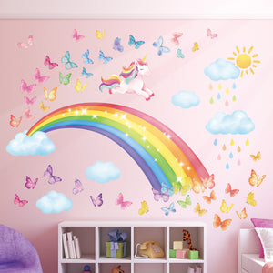Rainbow And Unicorn Wall Stickers