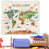 Dinosaur World Map Tapestry