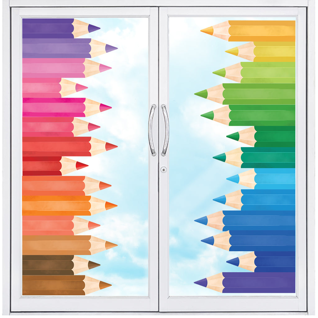 Coloured Pencil Crayons Window Clings Stickers