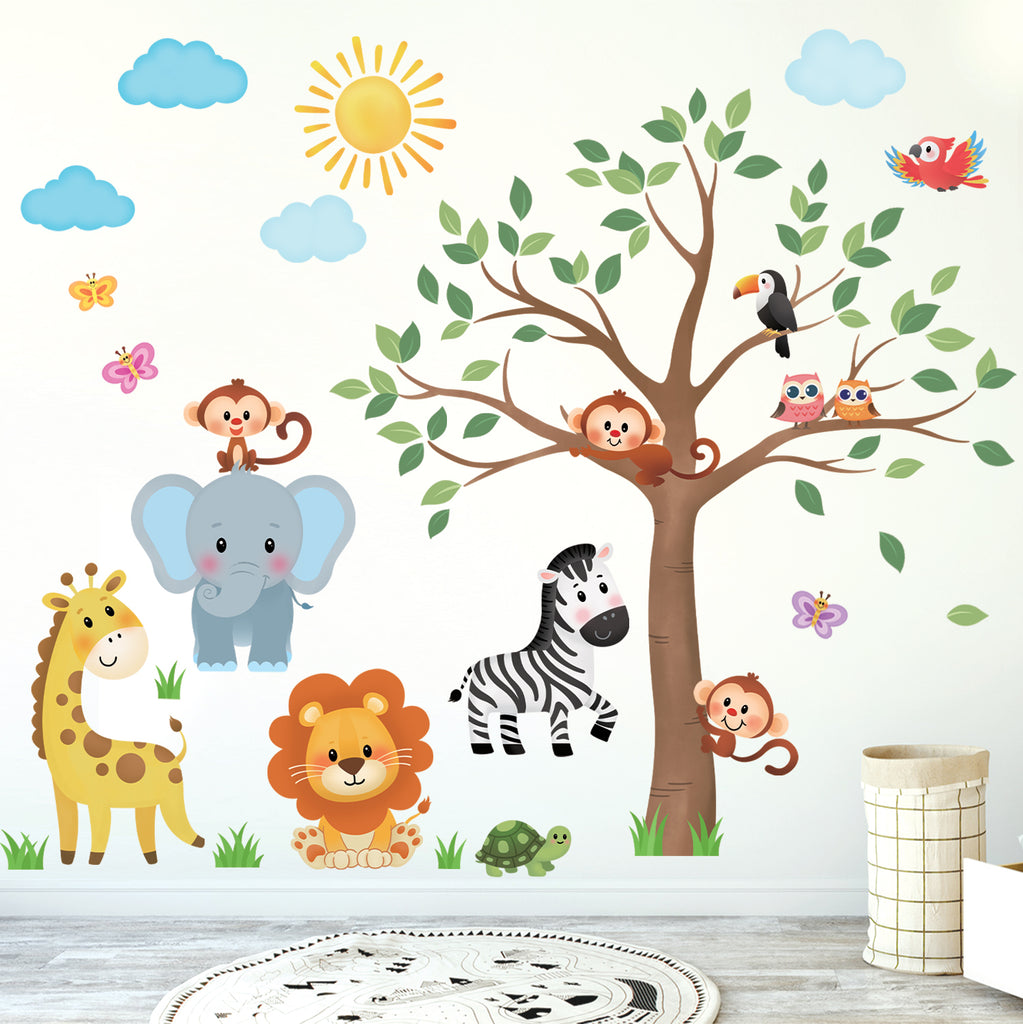 Jungle Animals Tree Wall Stickers