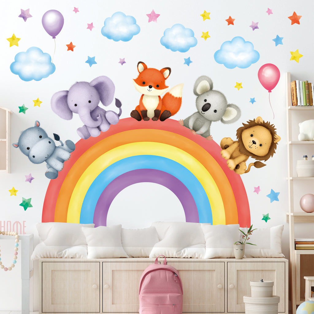 Baby animals on the rainbow Wall Stickers