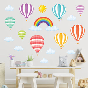 Rainbow and Hot Air Balloons Wall Stickers