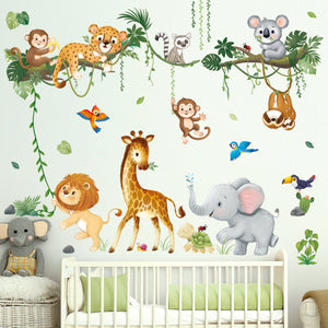 Jungle Animal Branch Wall Stickers