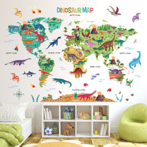 Dinosaur World Map Wall Stickers