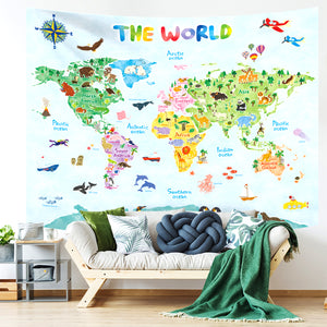 Animal World Map Tapestry