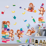 Monkey Reading Books Wall Stickers