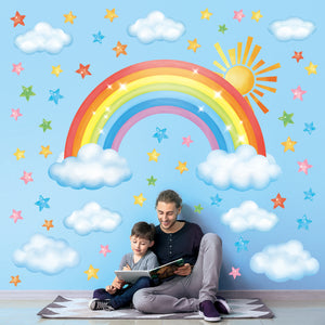 Rainbow, Sun, Clouds and Stars Wall Stickers