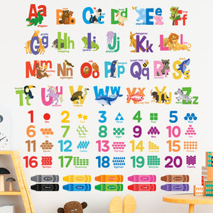 Alphabet Numbers Crayon Wall Stickers