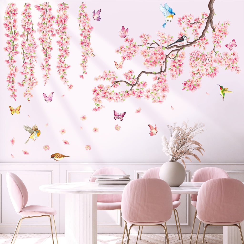 Cherry Blossom Branches, Birds and Butterflies Wall Stickers