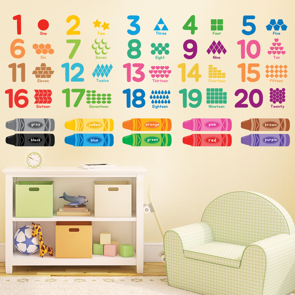 Alphabet Numbers Crayon Wall Stickers