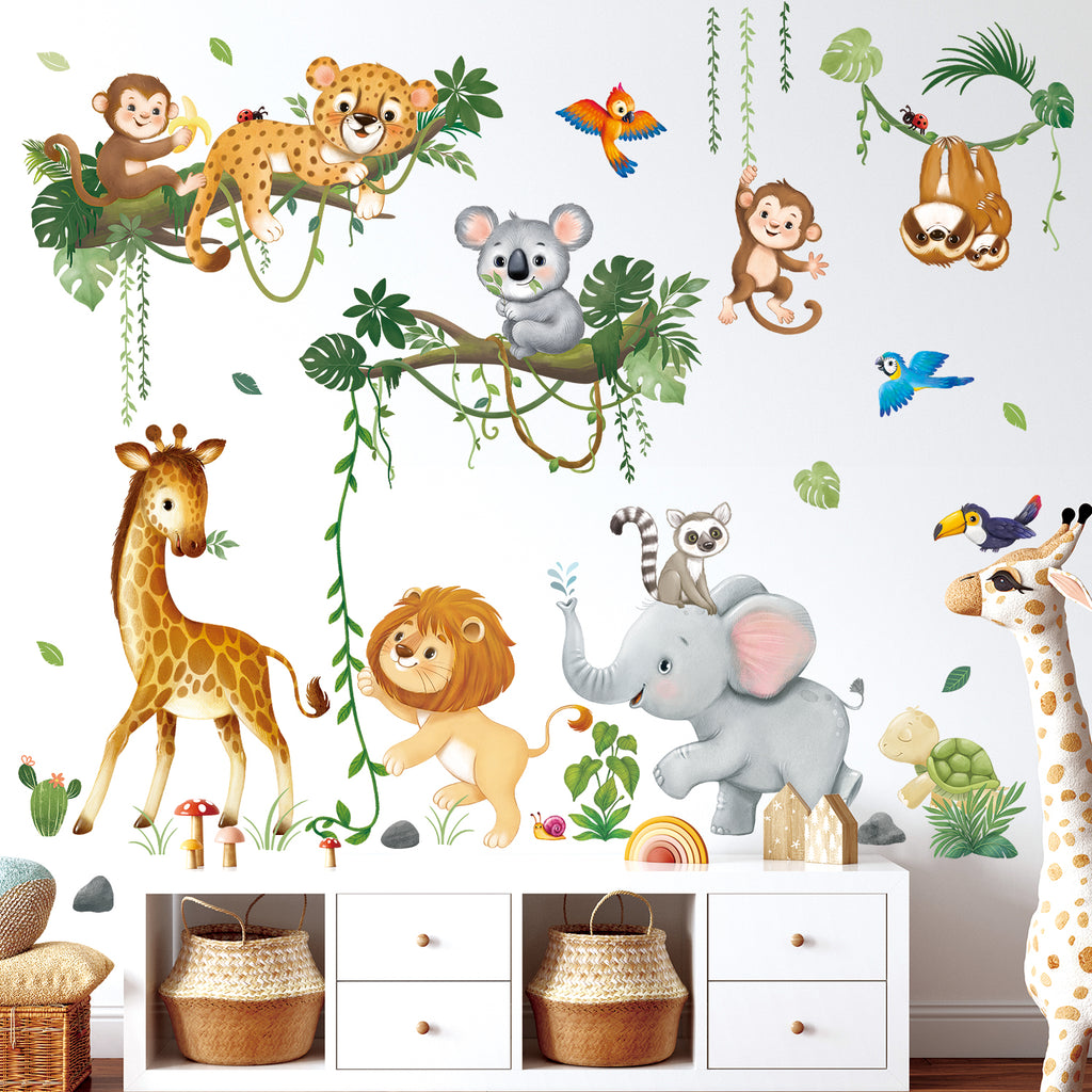 Jungle Animal Branch Wall Stickers