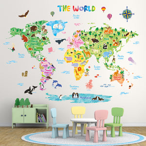 Animal World Map Wall Stickers (XLarge)