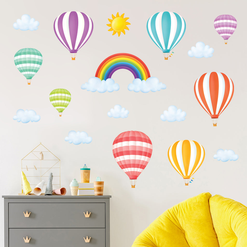 Rainbow and Hot Air Balloons Wall Stickers