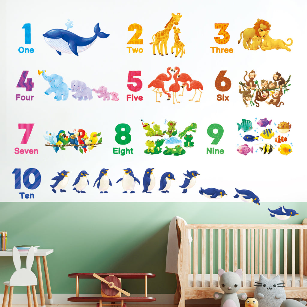 Numbers and Animals Wall Stickers