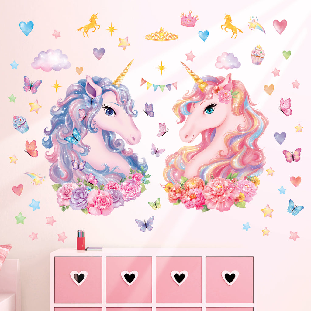 Two Large Size Unicorns Wall Stickers