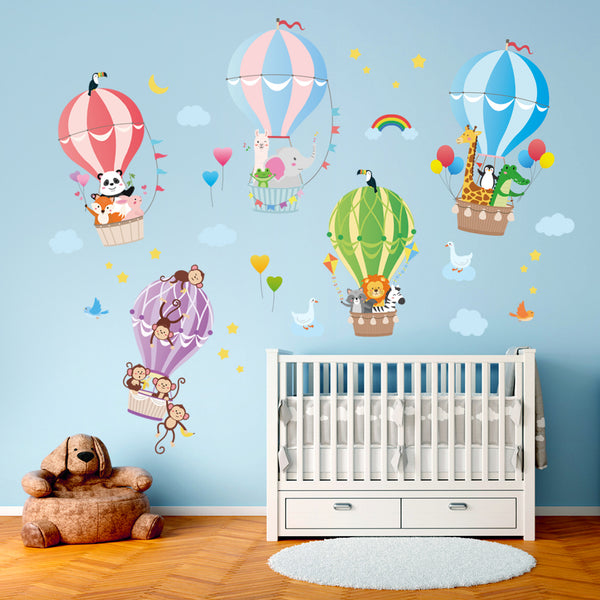 Decowall DA-1710B Animals in Hot Air Balloons Wall Stickers – DECOWALL