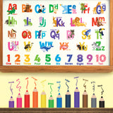 Alphabet, Numbers and Colouring Pencils Wall Stickers