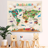 Dinosaur World Map Tapestry