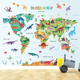 Dinosaur World Map Wall Stickers