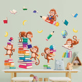 Monkey Reading Books Wall Stickers