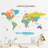 Colourful World Map Wall Stickers