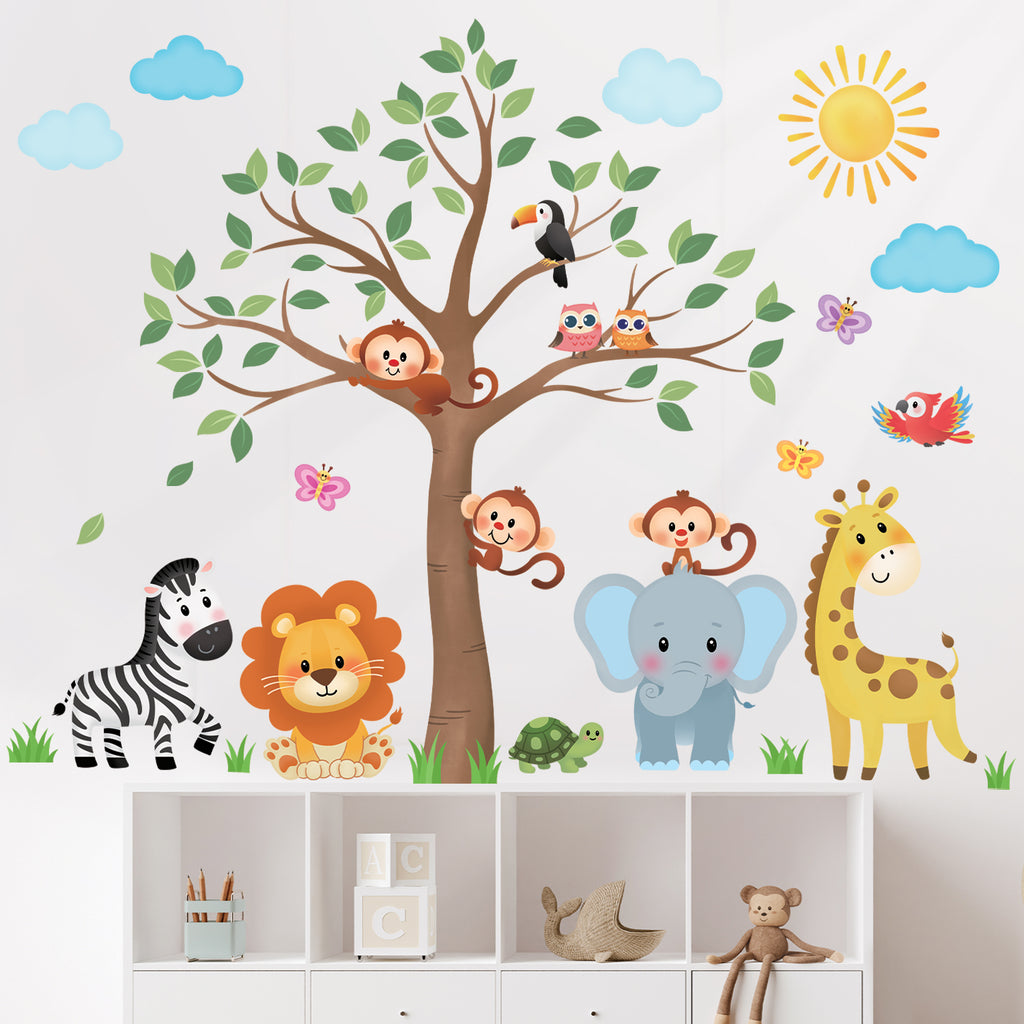 Jungle Animals Tree Wall Stickers