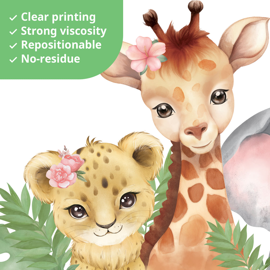 Watercolour Jungle Animals Wall Stickers
