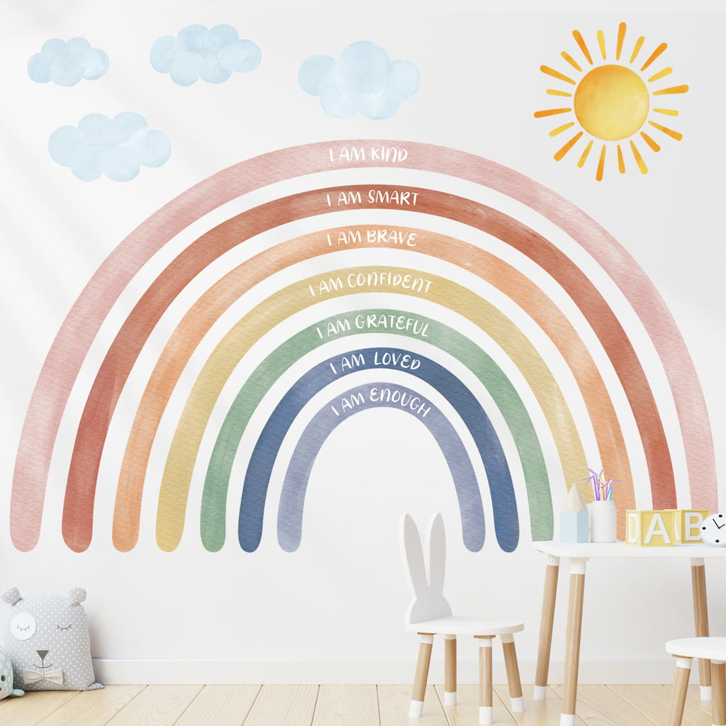 DECOWALL XLarge Watercolor Rainbows and Quotes Wall Stickers