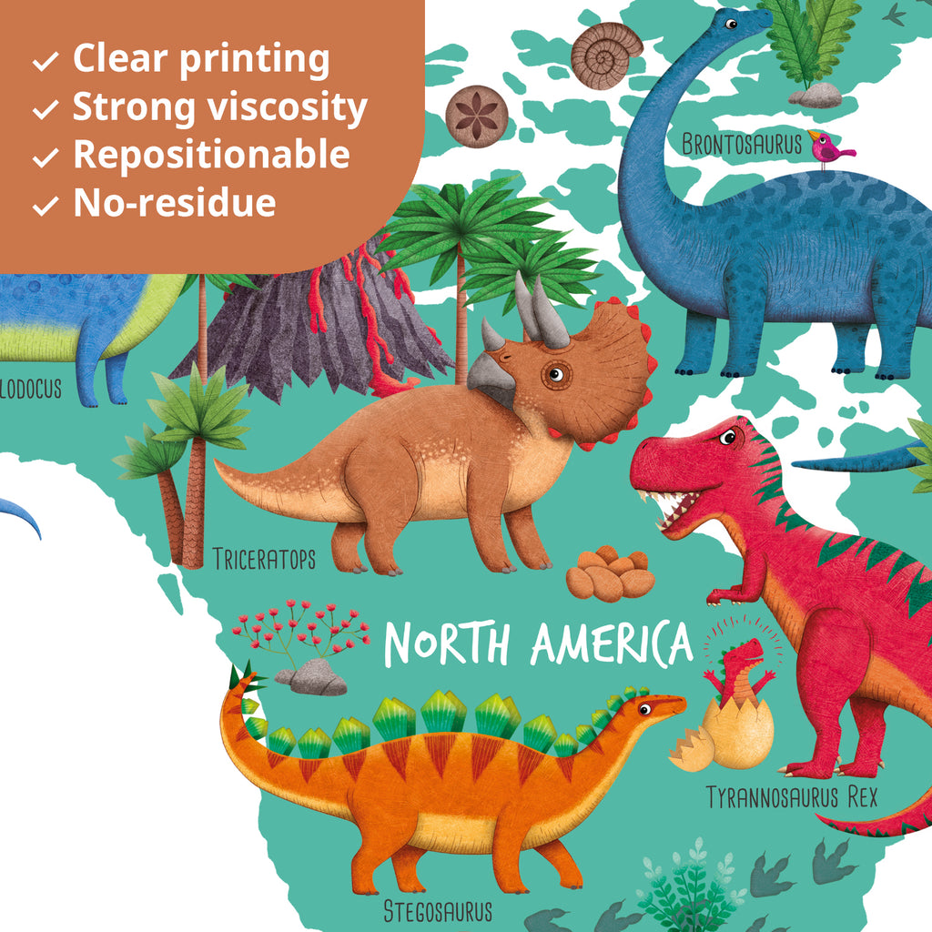 Dinosaur World Map Wall Stickers