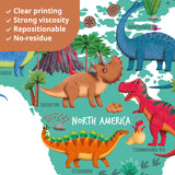 Dinosaur World Map Wall Stickers