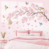 Pink flowers and Bird Wall Stickers