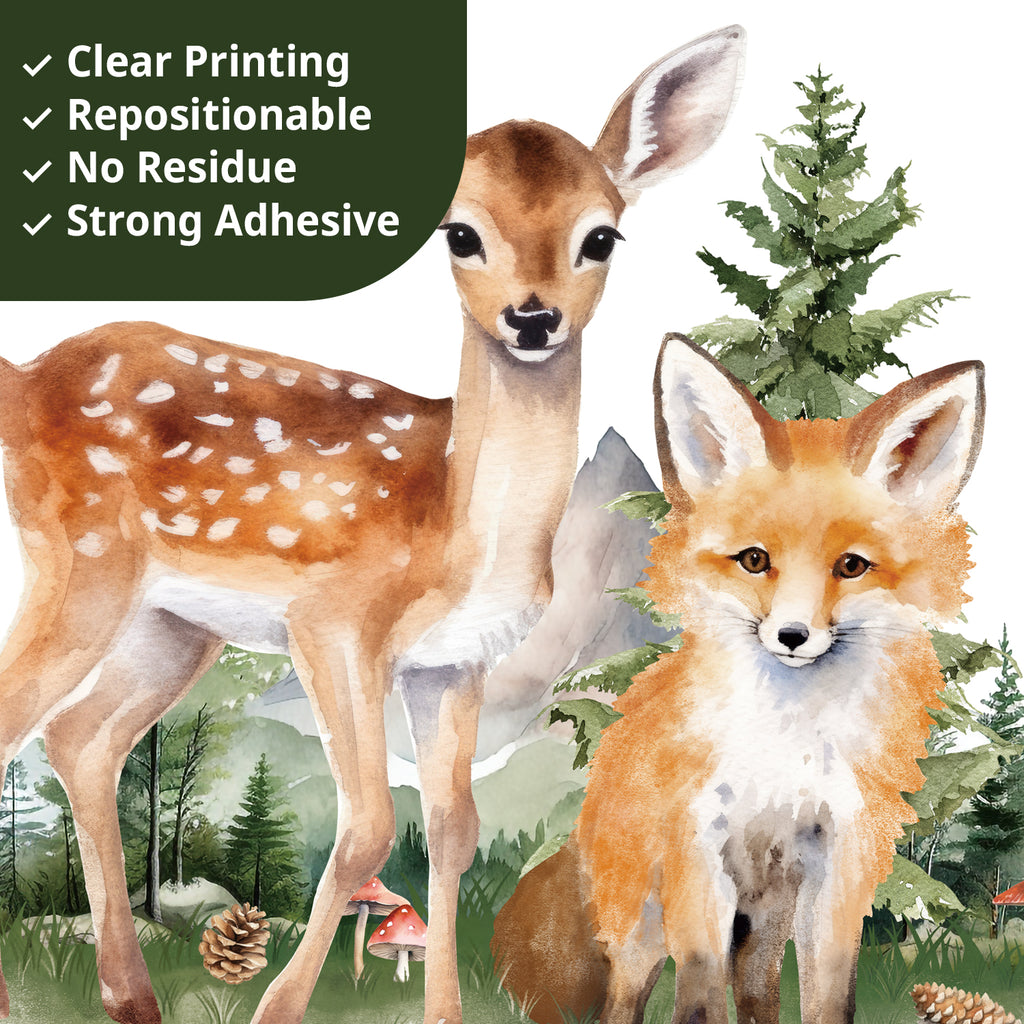 Pine trees and Forest animals Wall Stickers