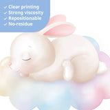 Rainbow Moon, Clouds and Rabbits Wall Stickers