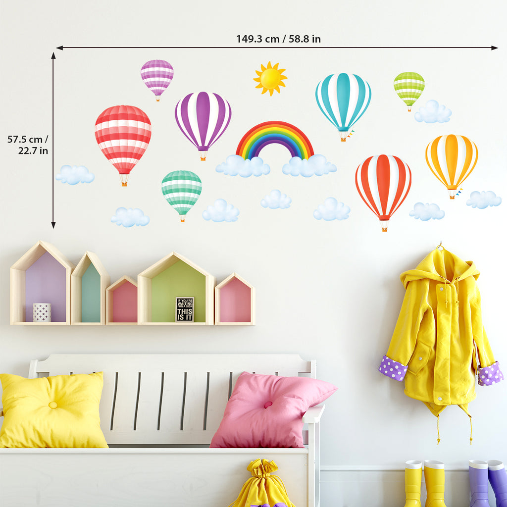 Rainbow and Hot Air Balloons Wall Stickers