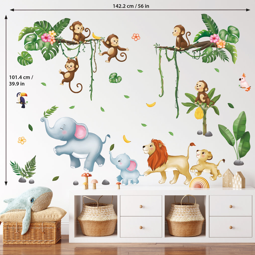 Marching Jungle Animals Wall Stickers