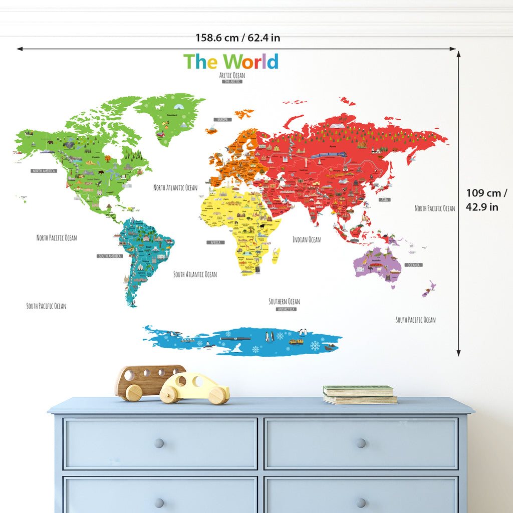 Landmark World Map Wall Stickers