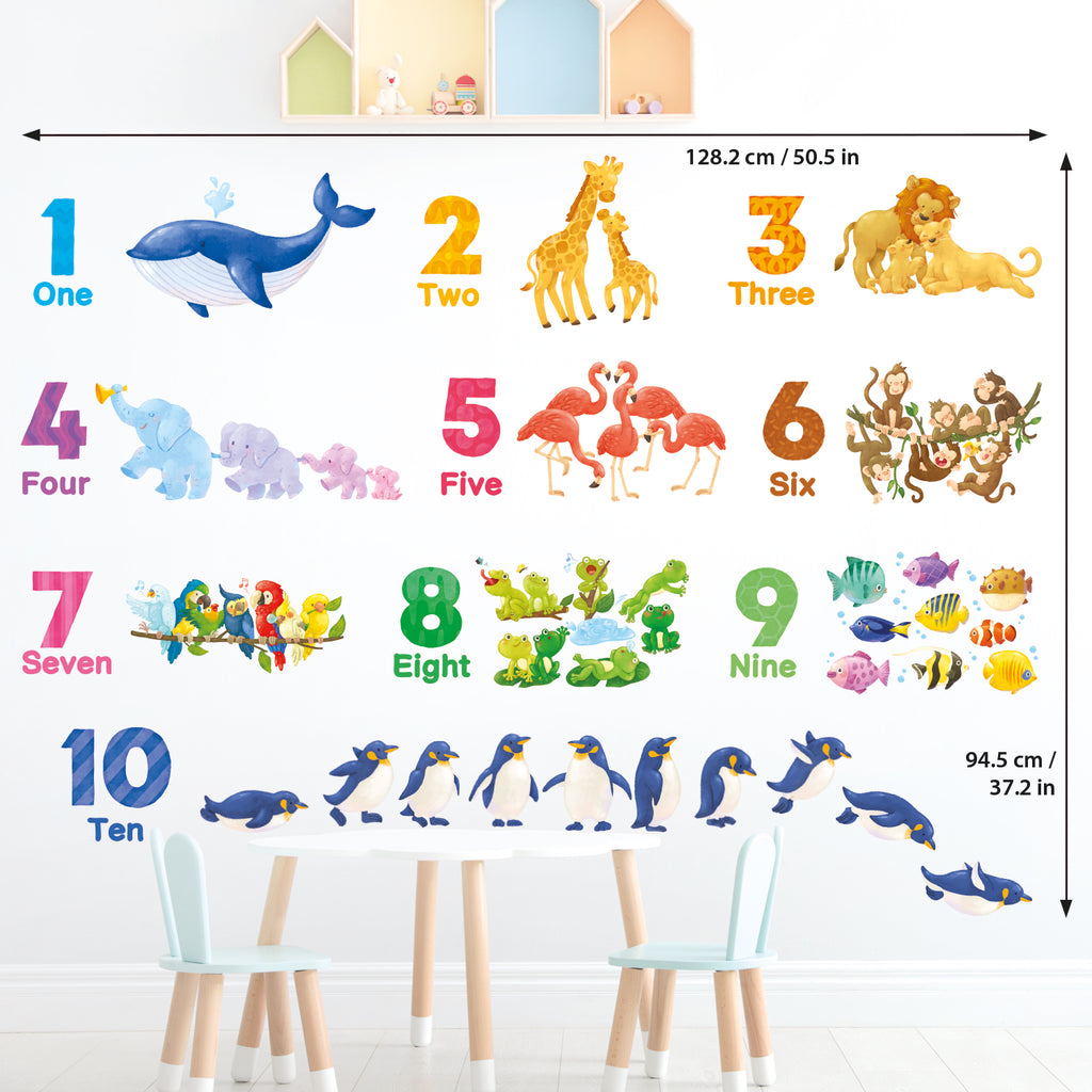 Numbers and Animals Wall Stickers