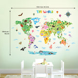 Animal World Map Wall Stickers (XLarge)