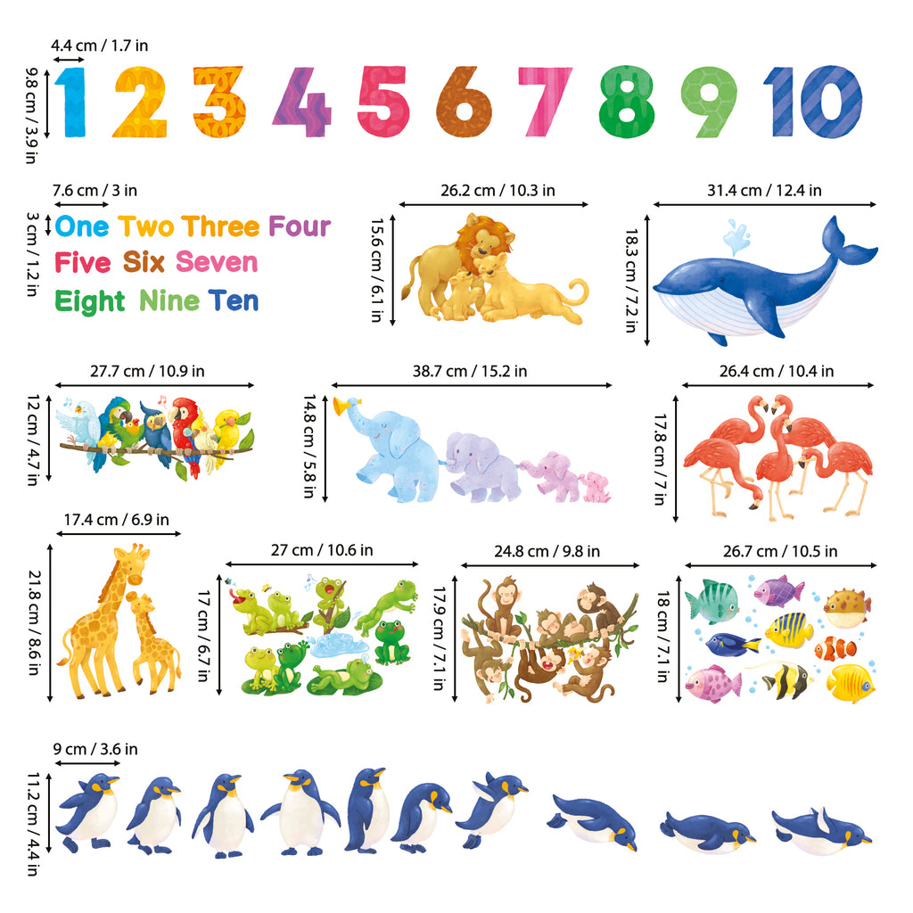 Numbers and Animals Wall Stickers